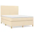 cadre de lit avec matelas Crème 140x200 cm Tissu