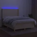 cadre de lit matelas et LED Crème 140x200 cm Tissu