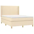 cadre de lit matelas et LED Crème 140x200 cm Tissu