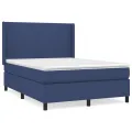 cadre de lit avec matelas Bleu 140x200 cm Tissu