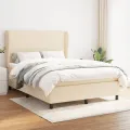 cadre de lit avec matelas Crème 140x200 cm Tissu