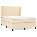 cadre de lit avec matelas Crème 140x200 cm Tissu