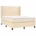 cadre de lit avec matelas Crème 140x200 cm Tissu
