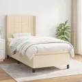 cadre de lit avec matelas Crème 90x200 cm Tissu