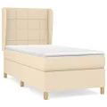 cadre de lit avec matelas Crème 90x200 cm Tissu