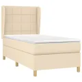 cadre de lit avec matelas Crème 90x200 cm Tissu