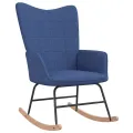 Chaise à bascule avec tabouret Bleu Tissu