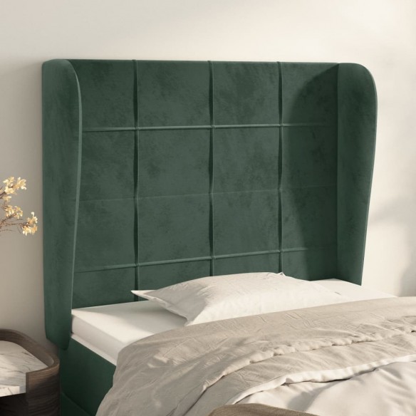 Tête de lit avec oreilles Vert foncé 93x23x118/128 cm Velours