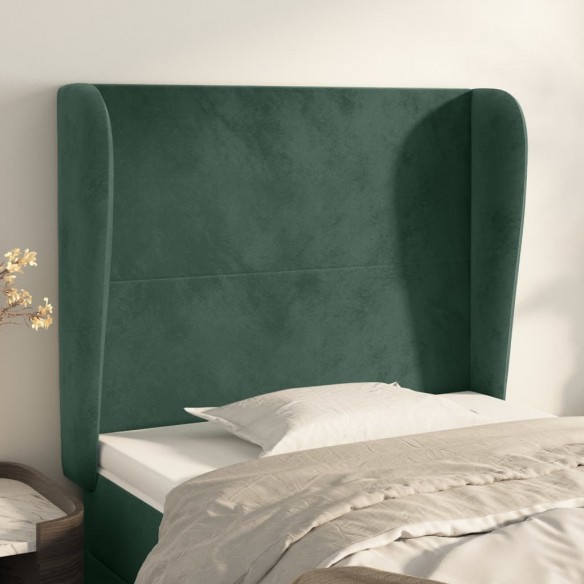 Tête de lit avec oreilles Vert foncé 83x23x118/128 cm Velours