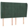 Tête de lit avec oreilles Vert foncé 147x23x118/128 cm Velours