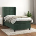 cadre de lit avec matelas Vert foncé 90x190 cm