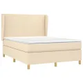 cadre de lit avec matelas Crème 140x190 cm Tissu