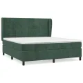 cadre de lit et matelas Vert foncé 180x200cm Velours