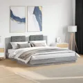 Cadre de lit avec tête de lit sonoma gris 200x200 cm