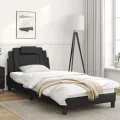 Cadre de lit avec lumières LED noir 90x190 cm similicuir