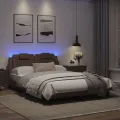 Cadre de lit avec lumières LED marron 120x200 cm similicuir