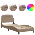 Cadre de lit avec lumières LED cappuccino 90x200 cm similicuir