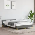Cadre de lit avec tête de lit gris foncé 120x190 cm tissu