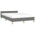 Cadre de lit avec tête de lit gris foncé 120x190 cm tissu