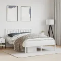 Cadre de lit métal avec tête de lit blanc 135x190 cm