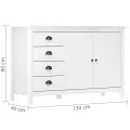 Buffet Hill Blanc 130x40x80 cm Bois de pin solide