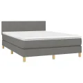 cadre de lit et matelas et LED Gris foncé 140x200 cm