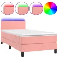 cadre de lit avec matelas LED Rose 100x200cm Velours