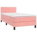 cadre de lit avec matelas LED Rose 100x200cm Velours