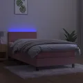 cadre de lit avec matelas LED Rose 100x200cm Velours