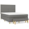 cadre de lit avec matelas Gris foncé 140x190cm Tissu