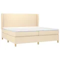 cadre de lit avec matelas Crème 200x200 cm Tissu