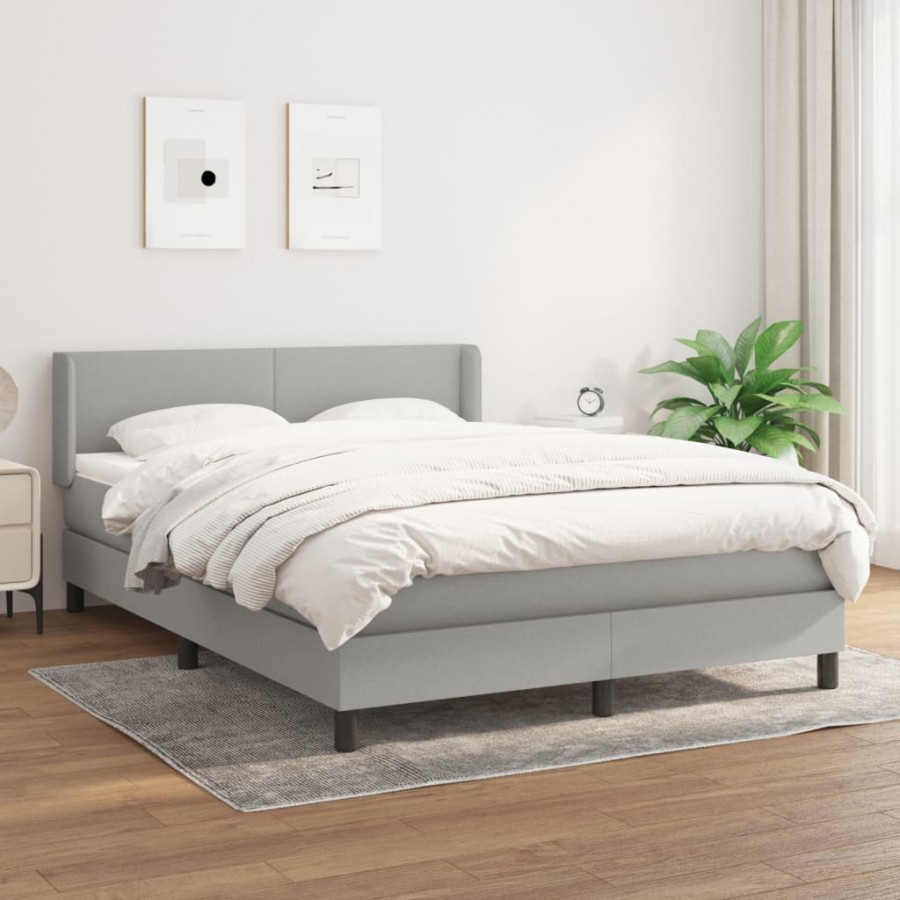 Sommier à lattes de lit avec matelas Gris clair 140x200cm Tissu