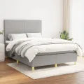cadre de lit avec matelas Gris clair 140x190cm Tissu