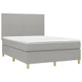 cadre de lit avec matelas Gris clair 140x190cm Tissu