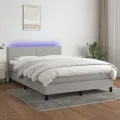 cadre de lit et matelas et LED Gris clair 140x200 cm