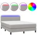 cadre de lit et matelas et LED Gris clair 140x200 cm