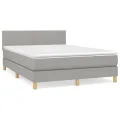 cadre de lit avec matelas Gris clair 140x200cm Tissu