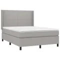 cadre de lit avec matelas Gris clair 140x200cm Tissu