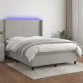 cadre de lit matelas LED Gris clair 140x200 cm Tissu