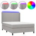 cadre de lit matelas LED Gris clair 140x200 cm Tissu