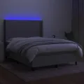 cadre de lit matelas LED Gris clair 140x200 cm Tissu