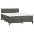 cadre de lit et matelas Gris foncé 140x190cm Velours