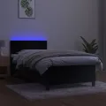 cadre de lit avec matelas LED Noir 80x200cm Velours
