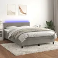 cadre de lit avec matelas LED Gris clair 140x190 cm