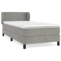 cadre de lit et matelas Gris clair 100x200cm Velours