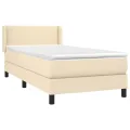 cadre de lit avec matelas Crème 90x200 cm Tissu