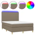 cadre de lit et matelas et LED Taupe 140x200cm Tissu