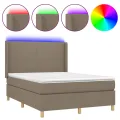 cadre de lit matelas et LED Taupe 140x200 cm Tissu
