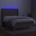 cadre de lit matelas et LED Taupe 140x200 cm Tissu