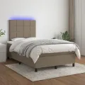 cadre de lit et matelas et LED Taupe 120x200cm Tissu